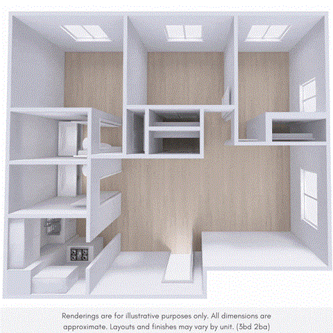Floor plan for 3 beds, 2 baths, 1200 sqft